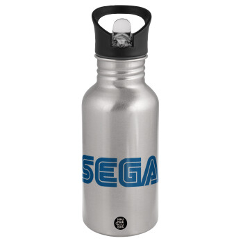 SEGA, Water bottle Silver with straw, stainless steel 500ml