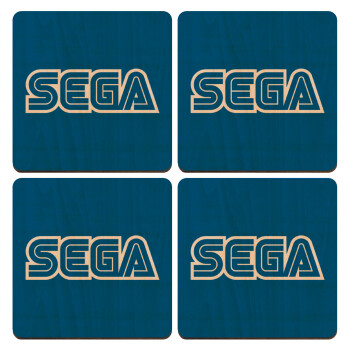 SEGA, ΣΕΤ x4 Σουβέρ ξύλινα τετράγωνα plywood (9cm)
