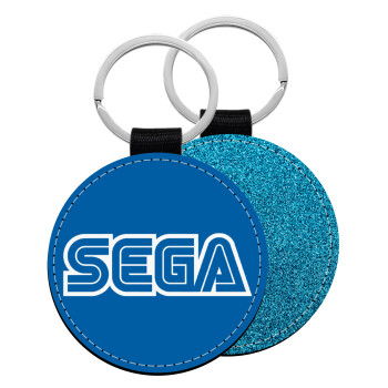 SEGA, Μπρελόκ Δερματίνη, στρογγυλό ΜΠΛΕ (5cm)