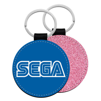 SEGA, Μπρελόκ Δερματίνη, στρογγυλό ΡΟΖ (5cm)