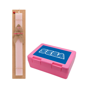 SEGA, Easter Set, children's snack container PINK & scented flat Easter candle (30cm) (PINK)