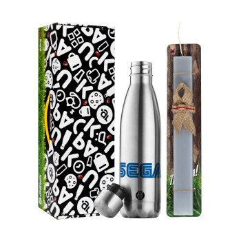 SEGA, Easter Set, metallic stainless thermos flask (500ml) & scented flat Easter candle (30cm) (GRAY)