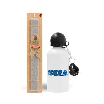 SEGA, Πασχαλινό Σετ, παγούρι μεταλλικό  αλουμινίου (500ml) & πασχαλινή λαμπάδα αρωματική πλακέ (30cm) (ΓΚΡΙ)