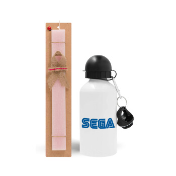 SEGA, Πασχαλινό Σετ, παγούρι μεταλλικό αλουμινίου (500ml) & πασχαλινή λαμπάδα αρωματική πλακέ (30cm) (ΡΟΖ)