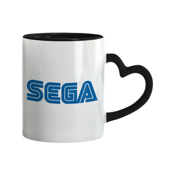 SEGA, Mug heart black handle, ceramic, 330ml