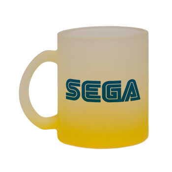 SEGA, Κούπα γυάλινη δίχρωμη με βάση το κίτρινο ματ, 330ml