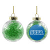 Transparent Christmas tree ball ornament with green filling 8cm