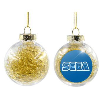 SEGA, Transparent Christmas tree ball ornament with gold filling 8cm