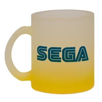 SEGA, Κούπα γυάλινη δίχρωμη με βάση το κίτρινο ματ, 330ml