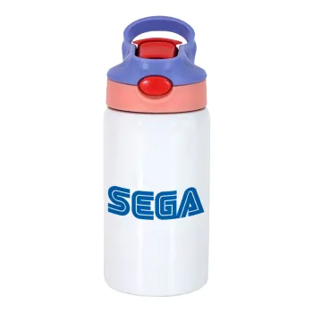 SEGA, Children's hot water bottle, stainless steel, with safety straw, pink/purple (350ml)