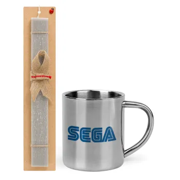 SEGA, Easter Set, metallic thermal cup (300ml) & Easter aromatic flat candle (30cm) (GRAY)