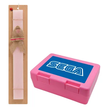 SEGA, Easter Set, children's snack container PINK & scented flat Easter candle (30cm) (PINK)