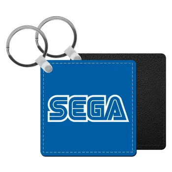 SEGA, Μπρελόκ Δερματίνη, τετράγωνο ΜΑΥΡΟ (5x5cm)