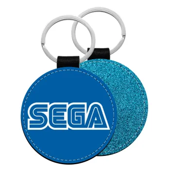 SEGA, Μπρελόκ Δερματίνη, στρογγυλό ΜΠΛΕ (5cm)