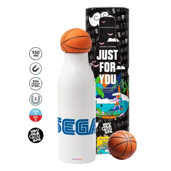 SEGA, Μπάλα μπάσκετ μεταλλικό παγούρι θερμός, διπλού τοιχώματος, 550ml