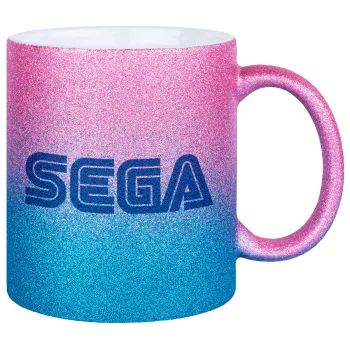 SEGA, Κούπα Χρυσή/Μπλε Glitter, κεραμική, 330ml