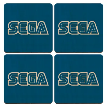 SEGA, ΣΕΤ x4 Σουβέρ ξύλινα τετράγωνα plywood (9cm)