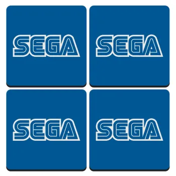 SEGA, ΣΕΤ 4 Σουβέρ ξύλινα τετράγωνα (9cm)