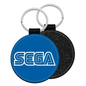 SEGA, Μπρελόκ Δερματίνη, στρογγυλό ΜΑΥΡΟ (5cm)