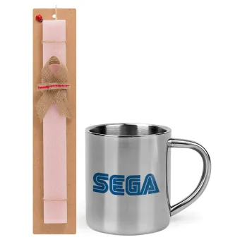 SEGA, Easter Set, metallic thermal cup (300ml) & aromatic flat Easter candle (30cm) (PINK)
