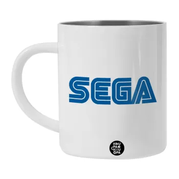 SEGA, Λευκή Ανοξείδωτη Μεταλλική Κούπα 450ml - Διπλού Τοιχώματος 