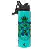 Metallic water bottle with safety lid, 850ml aluminum