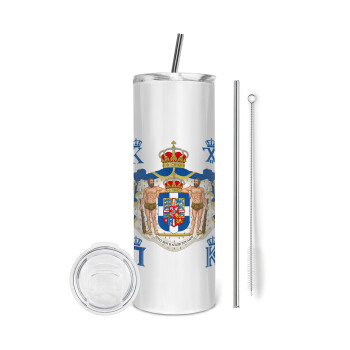 Hellas kingdom, Eco friendly stainless steel tumbler 600ml, with metal straw & cleaning brush