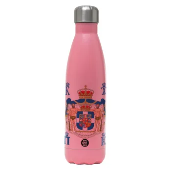 Hellas kingdom, Metal mug thermos Pink Mat (Stainless steel), double wall, 500ml