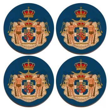 Βασίλειον της Ελλάδος, ΣΕΤ x4 Σουβέρ ξύλινα στρογγυλά plywood (9cm)