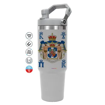 Hellas kingdom, GREY color, 890ml (30oz) stainless Steel Tumbler with Handle