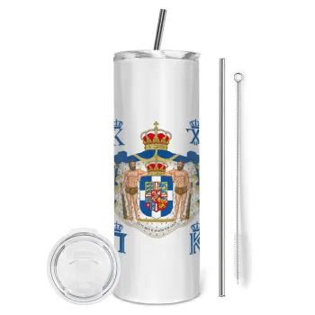 Βασίλειον της Ελλάδος, Tumbler ποτήρι θερμό από ανοξείδωτο ατσάλι 600ml, με μεταλλικό καλαμάκι & βούρτσα καθαρισμού