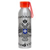 Aluminum Sports Bottle 650ml – Silver with Red Cap and Silicone Strap
