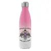 Metal mug thermos Pink/White (Stainless steel), double wall, 500ml