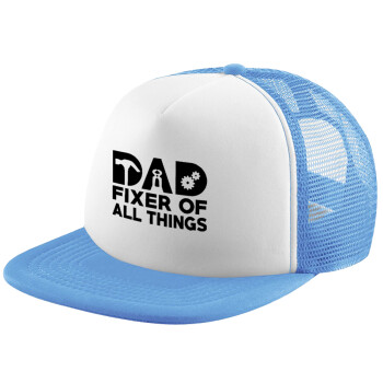 DAD, fixer of all thinks, Καπέλο Soft Trucker με Δίχτυ Γαλάζιο/Λευκό