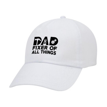 DAD, fixer of all thinks, Καπέλο ενηλίκων Jockey Λευκό (snapback, 5-φύλλο, unisex)