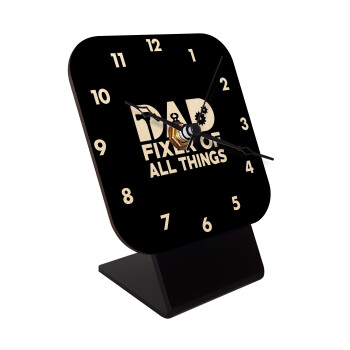 DAD, fixer of all thinks, Επιτραπέζιο ρολόι σε φυσικό ξύλο (10cm)