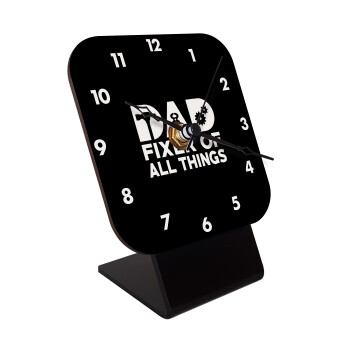 DAD, fixer of all thinks, Quartz Wooden table clock with hands (10cm)