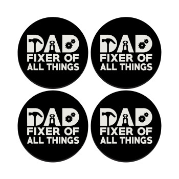 DAD, fixer of all thinks, SET of 4 round wooden coasters (9cm)
