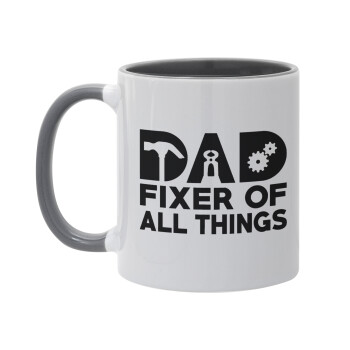DAD, fixer of all thinks, Mug colored grey, ceramic, 330ml