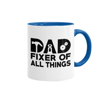 DAD, fixer of all thinks, Mug colored blue, ceramic, 330ml
