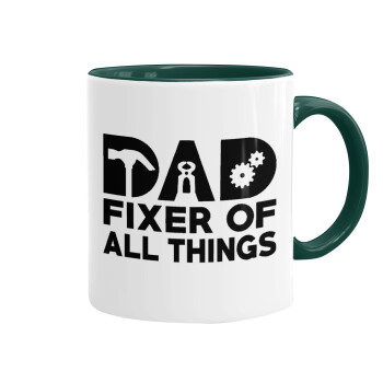 DAD, fixer of all thinks, Mug colored green, ceramic, 330ml