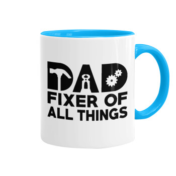 DAD, fixer of all thinks, Mug colored light blue, ceramic, 330ml
