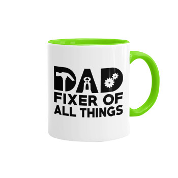 DAD, fixer of all thinks, Mug colored light green, ceramic, 330ml
