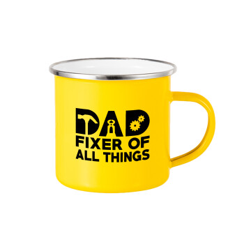 DAD, fixer of all thinks, Yellow Enamel Metallic Cup 360ml