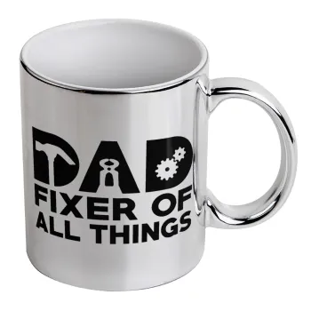 DAD, fixer of all thinks, Κούπα κεραμική, ασημένια καθρέπτης, 330ml