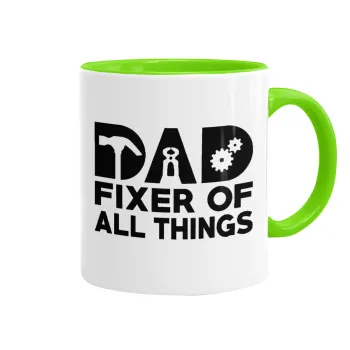 DAD, fixer of all thinks, Mug colored light green, ceramic, 330ml