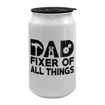 DAD, fixer of all thinks, Κούπα ταξιδιού μεταλλική με καπάκι (tin-can) 500ml