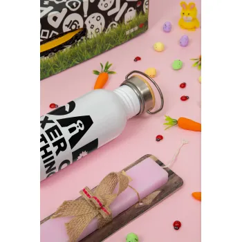 DAD, fixer of all thinks, Πασχαλινή Λαμπάδα με παγούρι μεταλλικό (620ml, stainless steel) & κερί αρωματικό πλακέ (30cm) (ΡΟΖ)