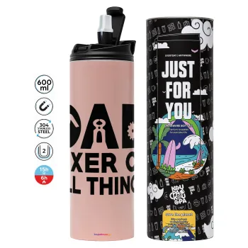 DAD, fixer of all thinks, Tumbler stainless steel PINK 600ml