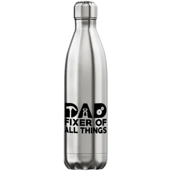 DAD, fixer of all thinks, Inox (Stainless steel) hot metal mug, double wall, 750ml